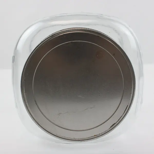 Clear Ribbed Glass Storage Jar Metal Screw-On Lid Hoosier Style Canister