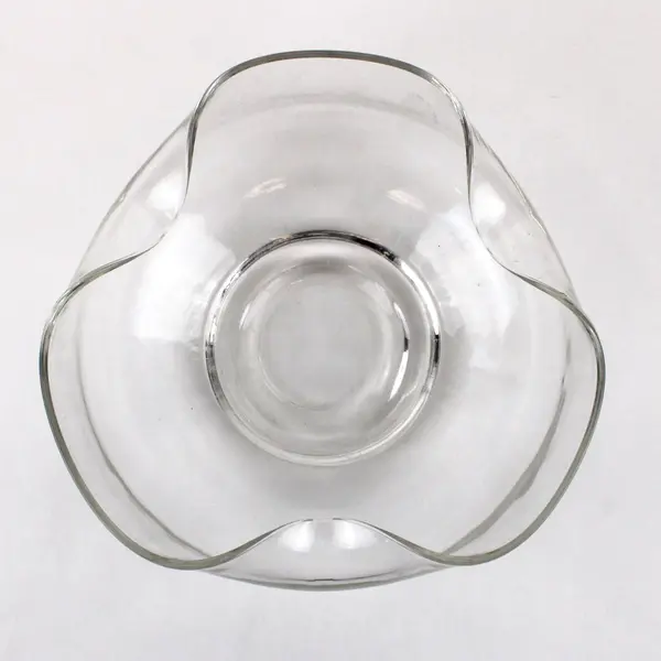 Clear Glass Wavy Edge Serving Bowl 12 x 10 Inch