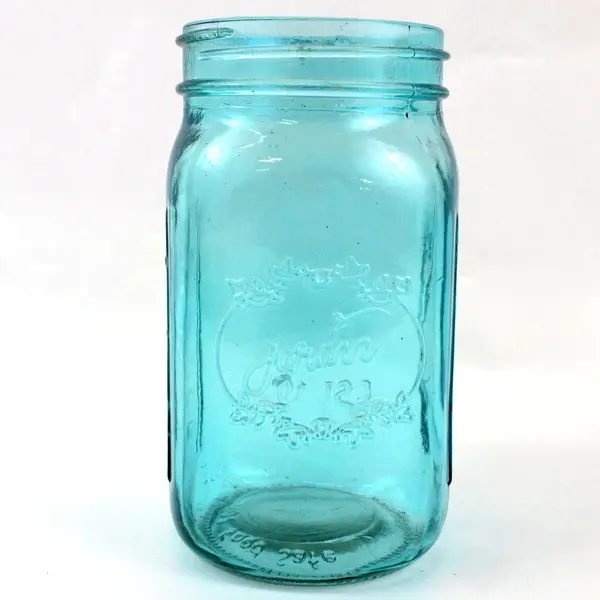 Pair Jardin Blue & Amber Embossed Glass Storage Jars Kitchen Decor