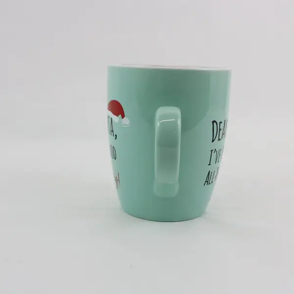 Holiday Home Christmas Mug Mint Teal Dear Santa Good All Year Crossed Out Day