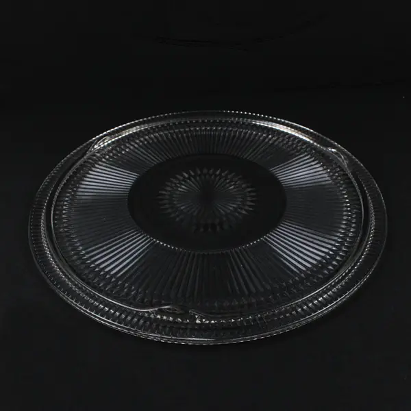 Clear Pressed Glass Cake Plate Ribbed Round Serving Platter 12.5 Inch