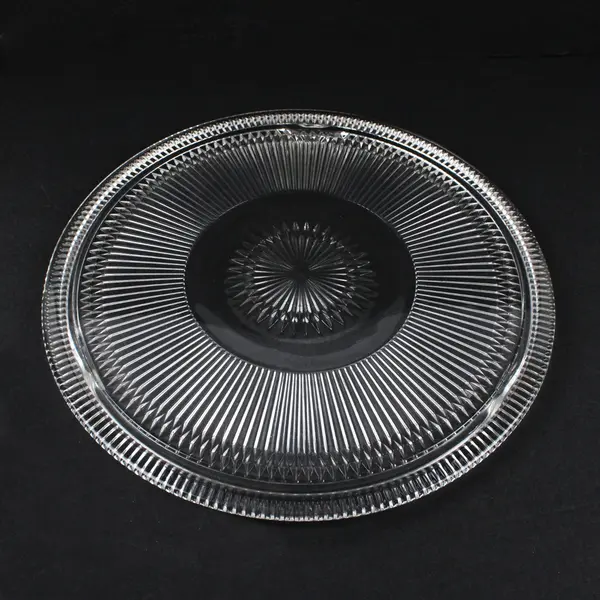 Clear Pressed Glass Cake Plate Ribbed Round Serving Platter 12.5 Inch