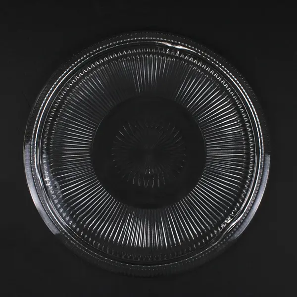 Clear Pressed Glass Cake Plate Ribbed Round Serving Platter 12.5 Inch