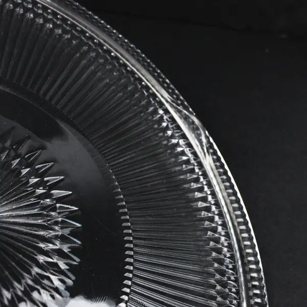 Clear Pressed Glass Cake Plate Ribbed Round Serving Platter 12.5 Inch