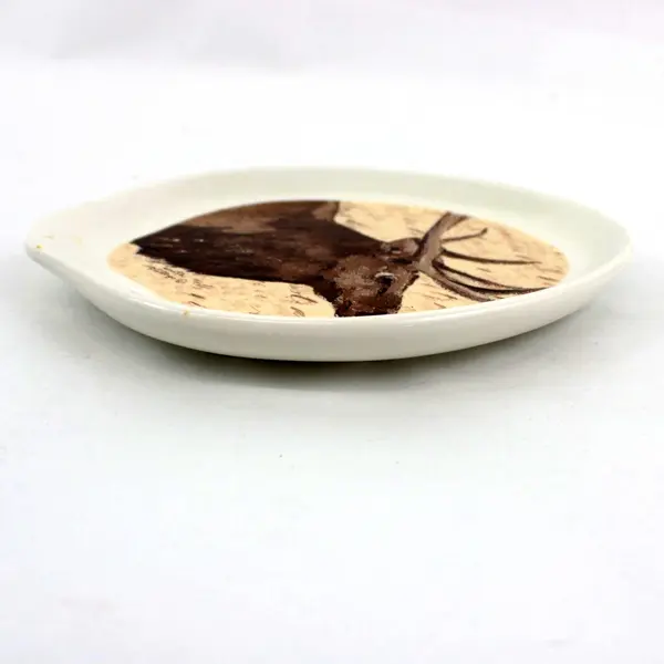 Counter Art Ceramic Elk Trinket Dish Printed Artwork Oval