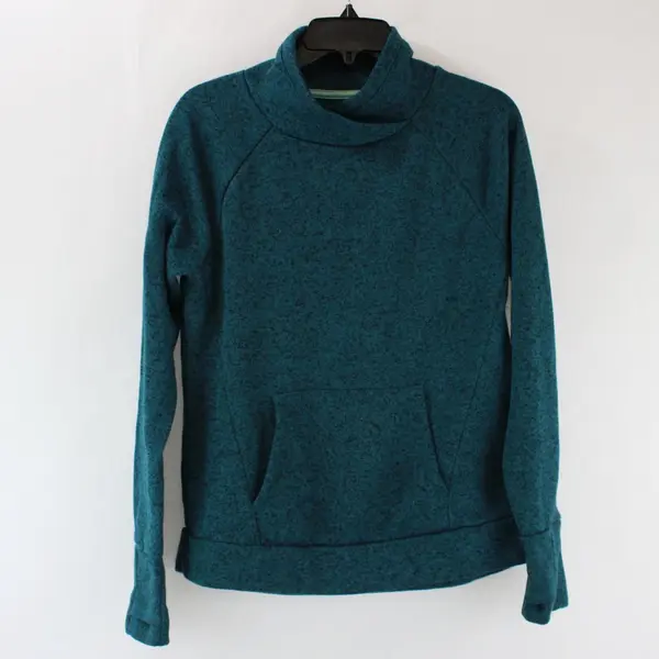 Tek Gear Women's Small Dark Teal Cowl Neck Pullover Sweater Kangaroo Pocket