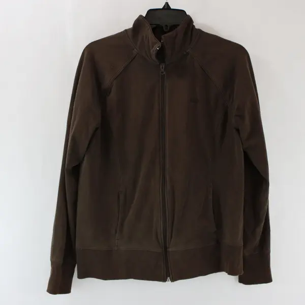 GapBody Women's Brown Mock Neck Full Zip Long Sleeve Top Size M