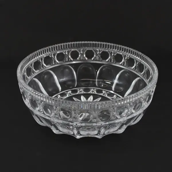 Antique Hungarian Style Pressed Glass Fruit Bowl Centerpiece 8.25" Drilled
