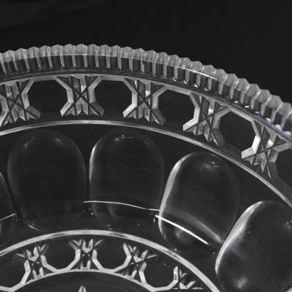 Antique Hungarian Style Pressed Glass Fruit Bowl Centerpiece 8.25" Drilled