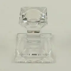 Clear Faceted Glass Candlestick Candle Holder 3 Inch Geometric