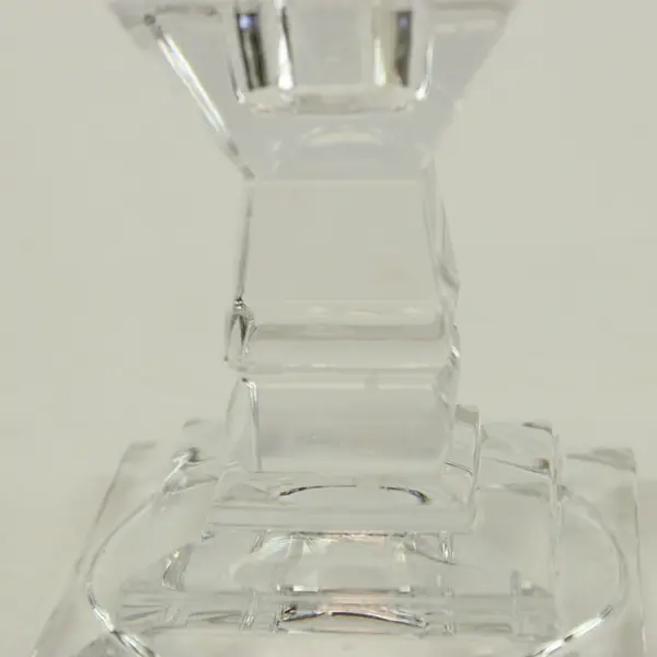 Clear Faceted Glass Candlestick Candle Holder 3 Inch Geometric