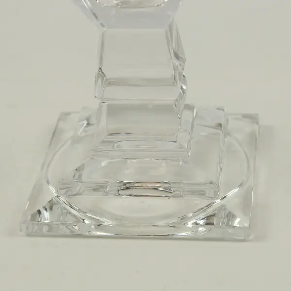 Clear Faceted Glass Candlestick Candle Holder 3 Inch Geometric