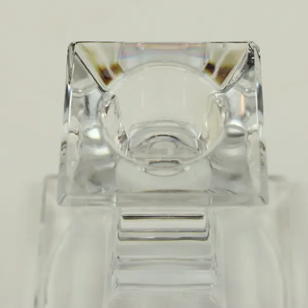 Clear Faceted Glass Candlestick Candle Holder 3 Inch Geometric