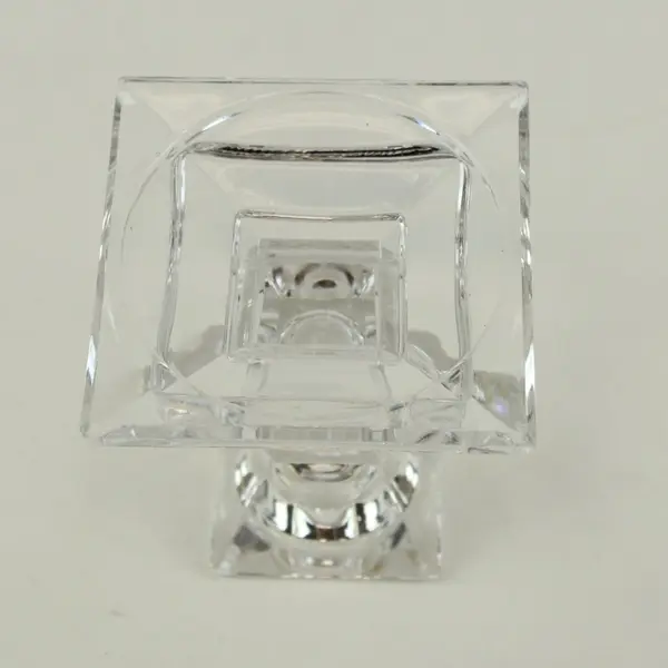 Clear Faceted Glass Candlestick Candle Holder 3 Inch Geometric
