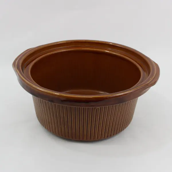 Rival Brown Stoneware Replacement Crock Pot Insert 256-762 12.5 x 11.5"