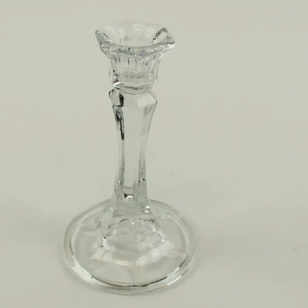 Clear Glass Candlestick Holder 6 Inch Faceted Stem Pedestal Base
