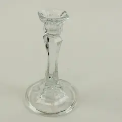 Clear Glass Candlestick Holder 6 Inch Faceted Stem Pedestal Base