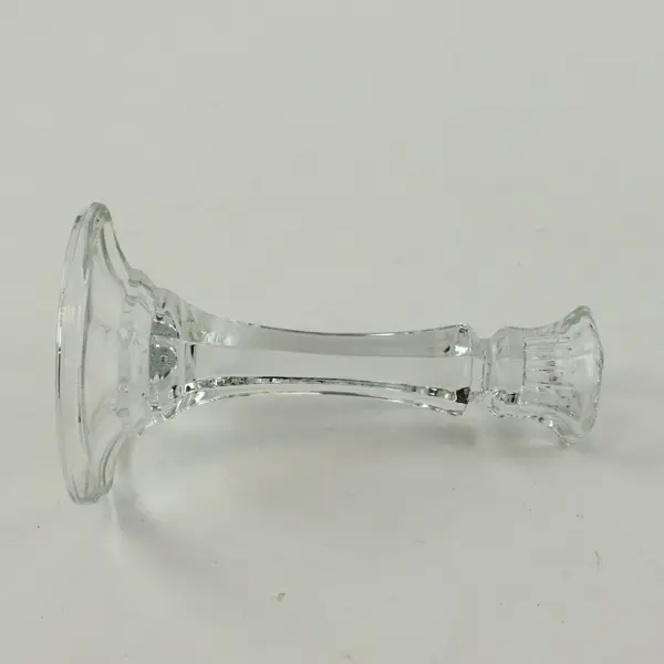 Clear Glass Candlestick Holder 6 Inch Faceted Stem Pedestal Base