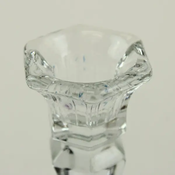 Clear Glass Candlestick Holder 6 Inch Faceted Stem Pedestal Base