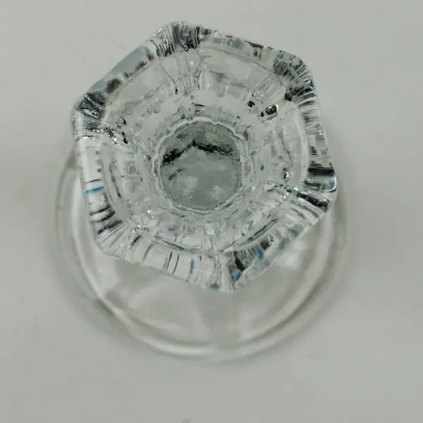 Clear Glass Candlestick Holder 6 Inch Faceted Stem Pedestal Base