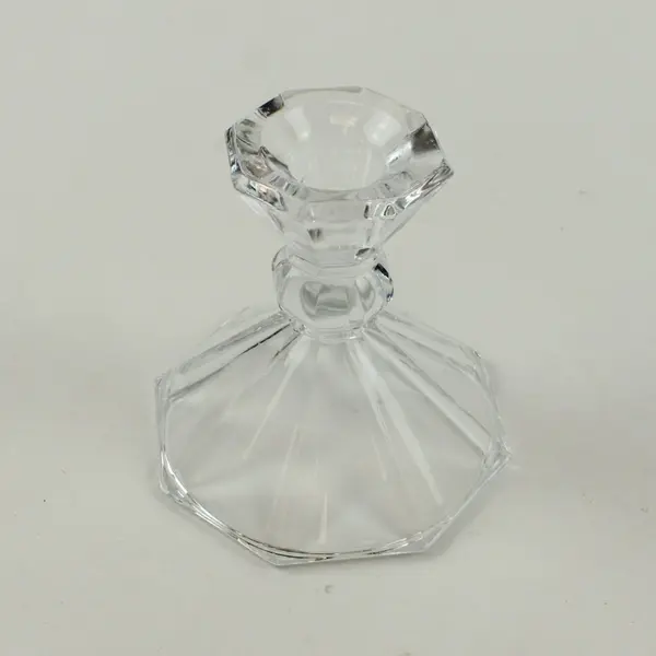 Clear Glass Candlestick Holder 6 Inch Faceted Stem Pedestal Base