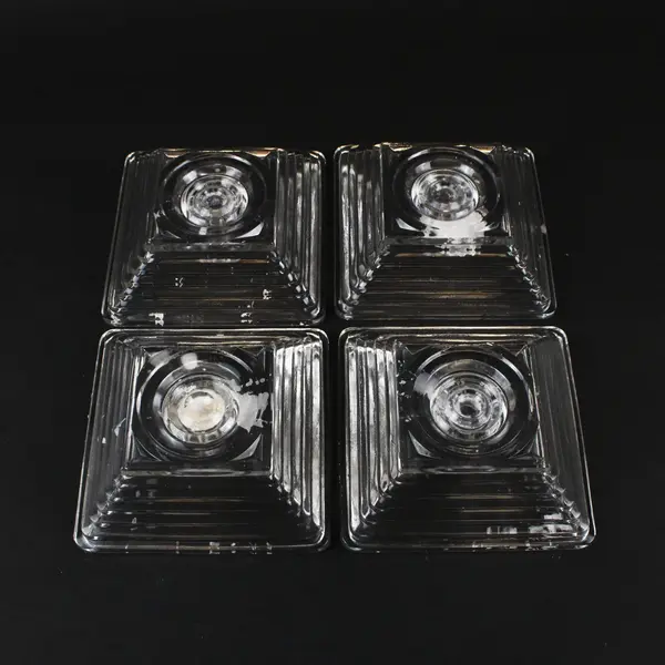 Set of 4 Clear Ribbed Glass Taper Candle Holders