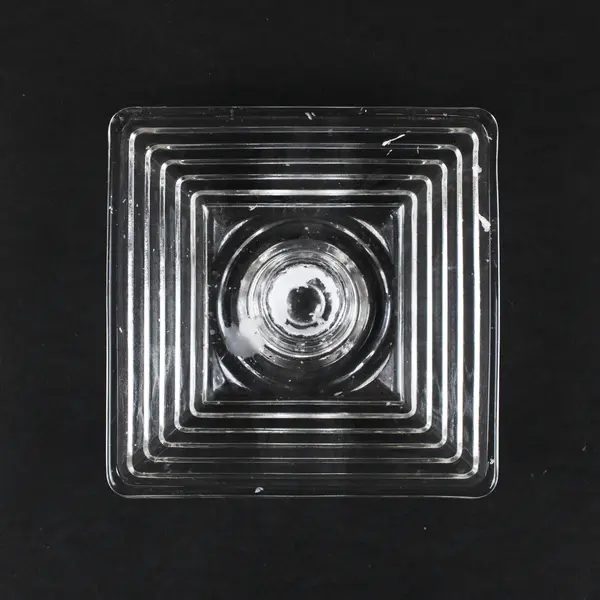 Set of 4 Clear Ribbed Glass Taper Candle Holders