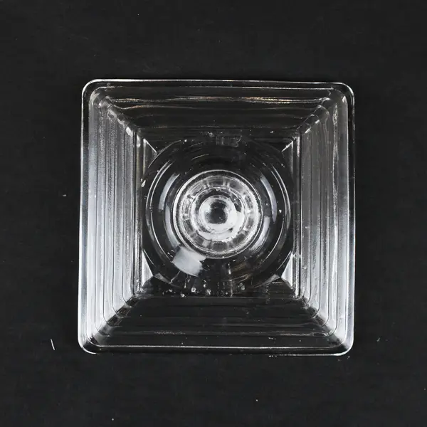 Set of 4 Clear Ribbed Glass Taper Candle Holders