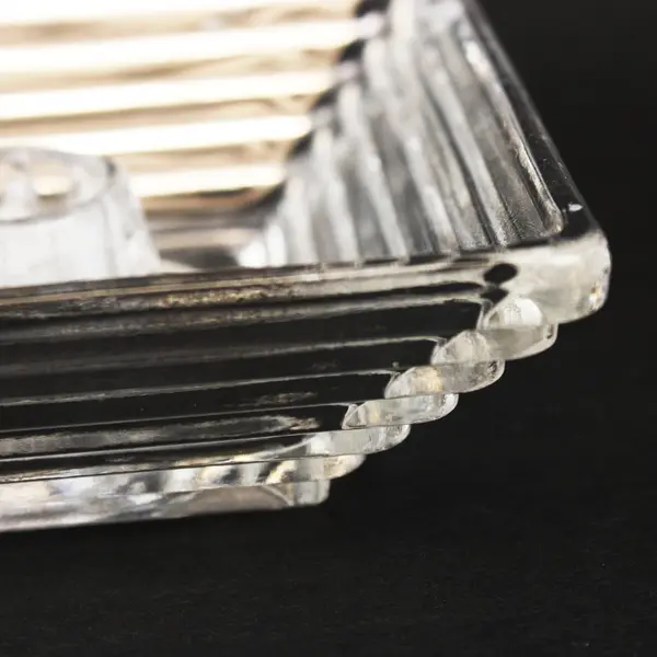 Set of 4 Clear Ribbed Glass Taper Candle Holders