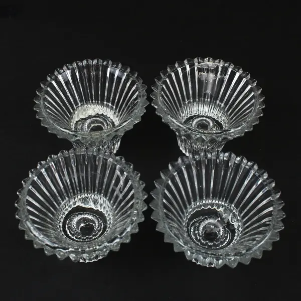 Vintage Clear Glass Ribbed Sherbet Dessert Dishes Set of 4