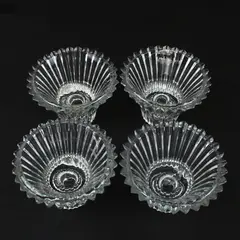 Vintage Clear Glass Ribbed Sherbet Dessert Dishes Set of 4