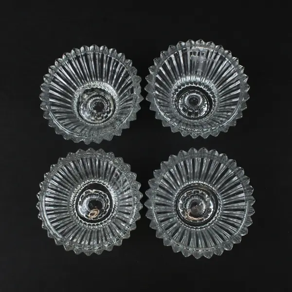 Vintage Clear Glass Ribbed Sherbet Dessert Dishes Set of 4