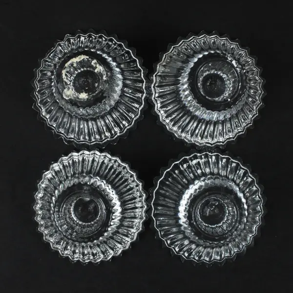 Vintage Clear Glass Ribbed Sherbet Dessert Dishes Set of 4