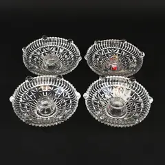 Vintage Stars & Bars Clear Glass Candle Holders Set of 4