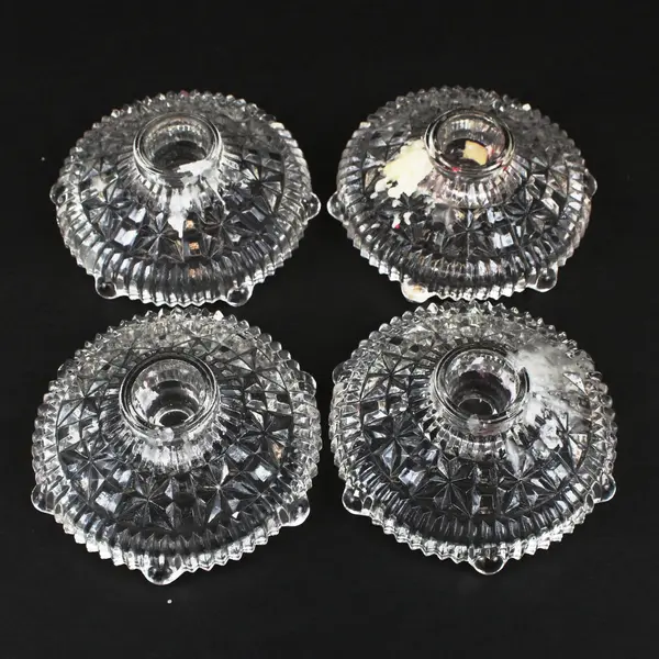 Vintage Stars & Bars Clear Glass Candle Holders Set of 4