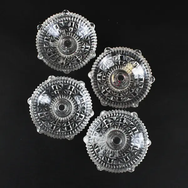 Vintage Stars & Bars Clear Glass Candle Holders Set of 4