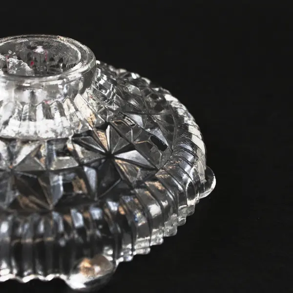 Vintage Stars & Bars Clear Glass Candle Holders Set of 4