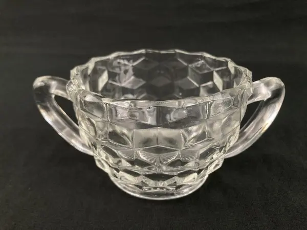 Vintage Fostoria American Block Optic Open Sugar Bowl 1915-1982