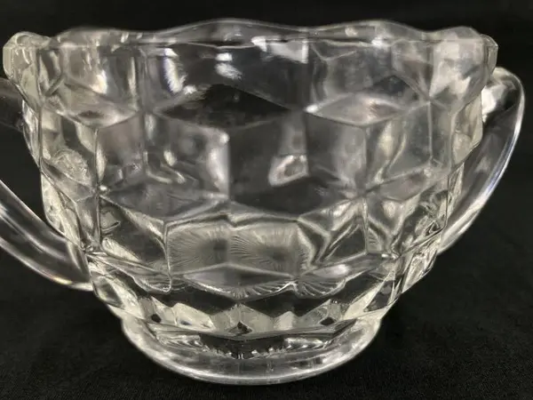 Vintage Fostoria American Block Optic Open Sugar Bowl 1915-1982