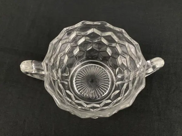 Vintage Fostoria American Block Optic Open Sugar Bowl 1915-1982