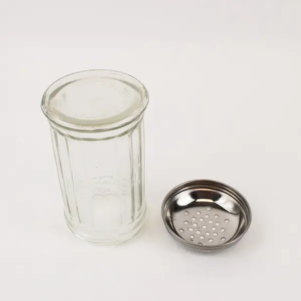 Vintage Chicago Fluted Glass Salt Shaker Metal Lid 7 Inch Tall