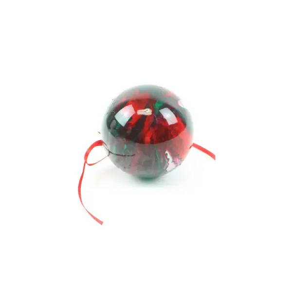 Red Green Blown Glass Ball Christmas Ornament 3 Inch