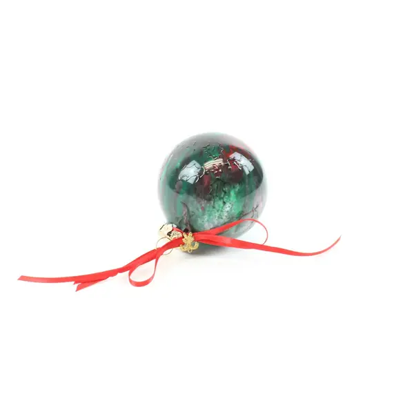 Red Green Blown Glass Ball Christmas Ornament 3 Inch