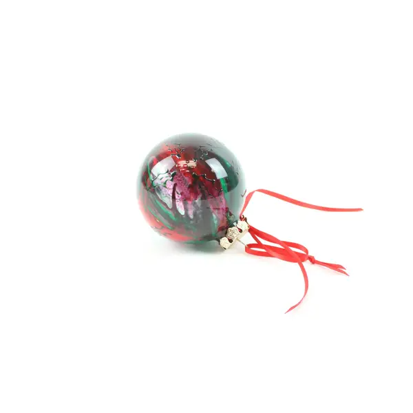 Red Green Blown Glass Ball Christmas Ornament 3 Inch