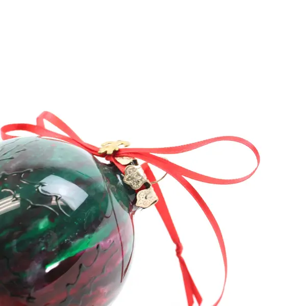 Red Green Blown Glass Ball Christmas Ornament 3 Inch