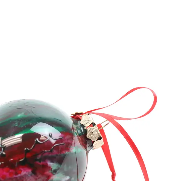 Red Green Blown Glass Ball Christmas Ornament 3 Inch