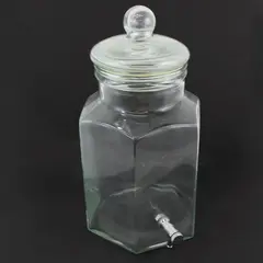 Hexagon Glass Beverage Dispenser With Spigot Lid