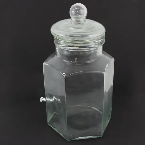 Hexagon Glass Beverage Dispenser With Spigot Lid