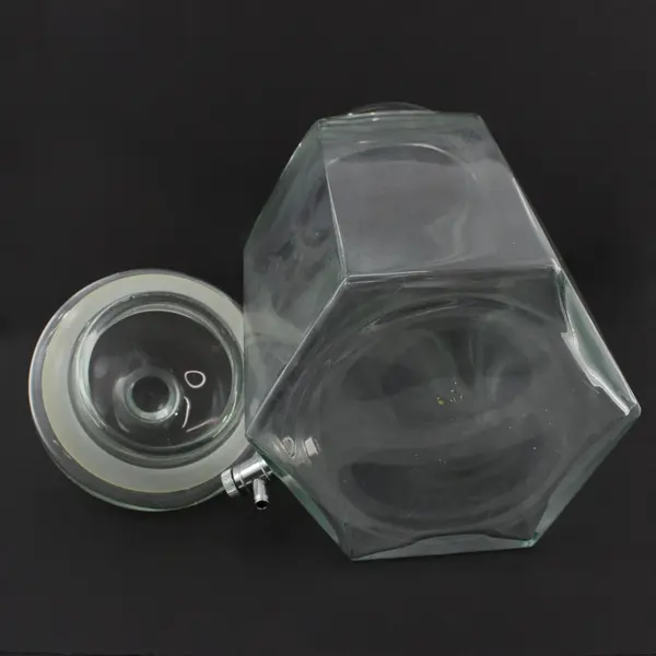 Hexagon Glass Beverage Dispenser With Spigot Lid