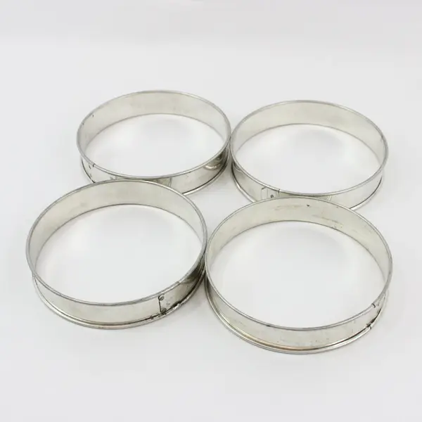 Lot of 4 Stainless Steel 6 Inch Cake Tart Rings Baking Molds